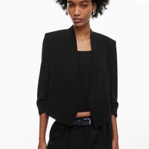 Babaton Black Open-Front Cropped Blazer